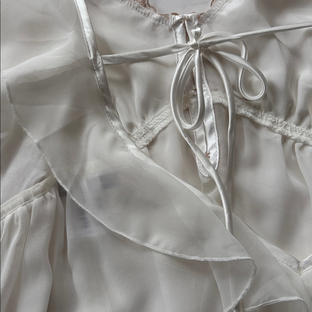 Vintage Y2K Princess Slip Dress White Renaissance Girly 90 L New Fairy Romantic - Picture 14 of 16